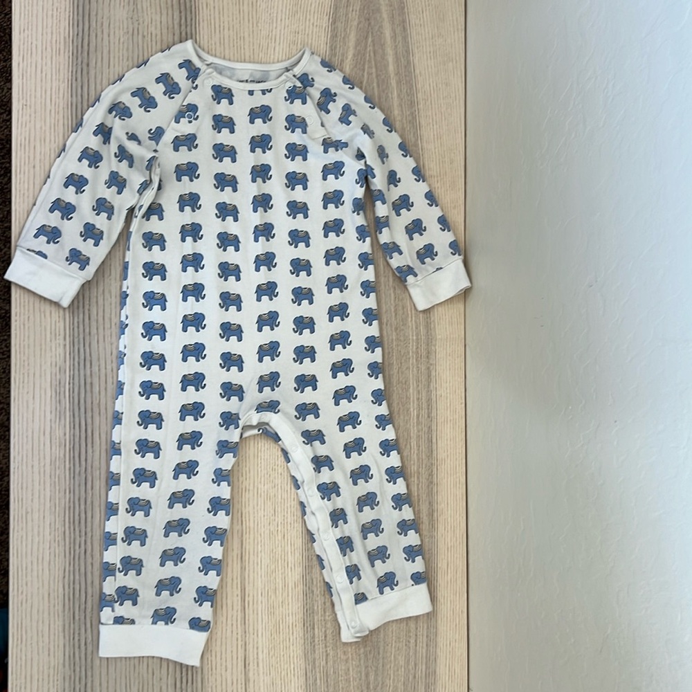 Janie and Jack long sleeve romper elephant print